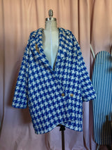 Blue Houndstooth Oversized Coat