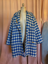 Blue Houndstooth Oversized Coat