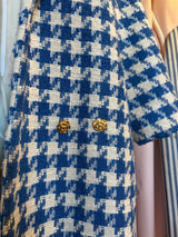 Blue Houndstooth Oversized Coat