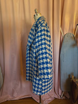 Blue Houndstooth Oversized Coat