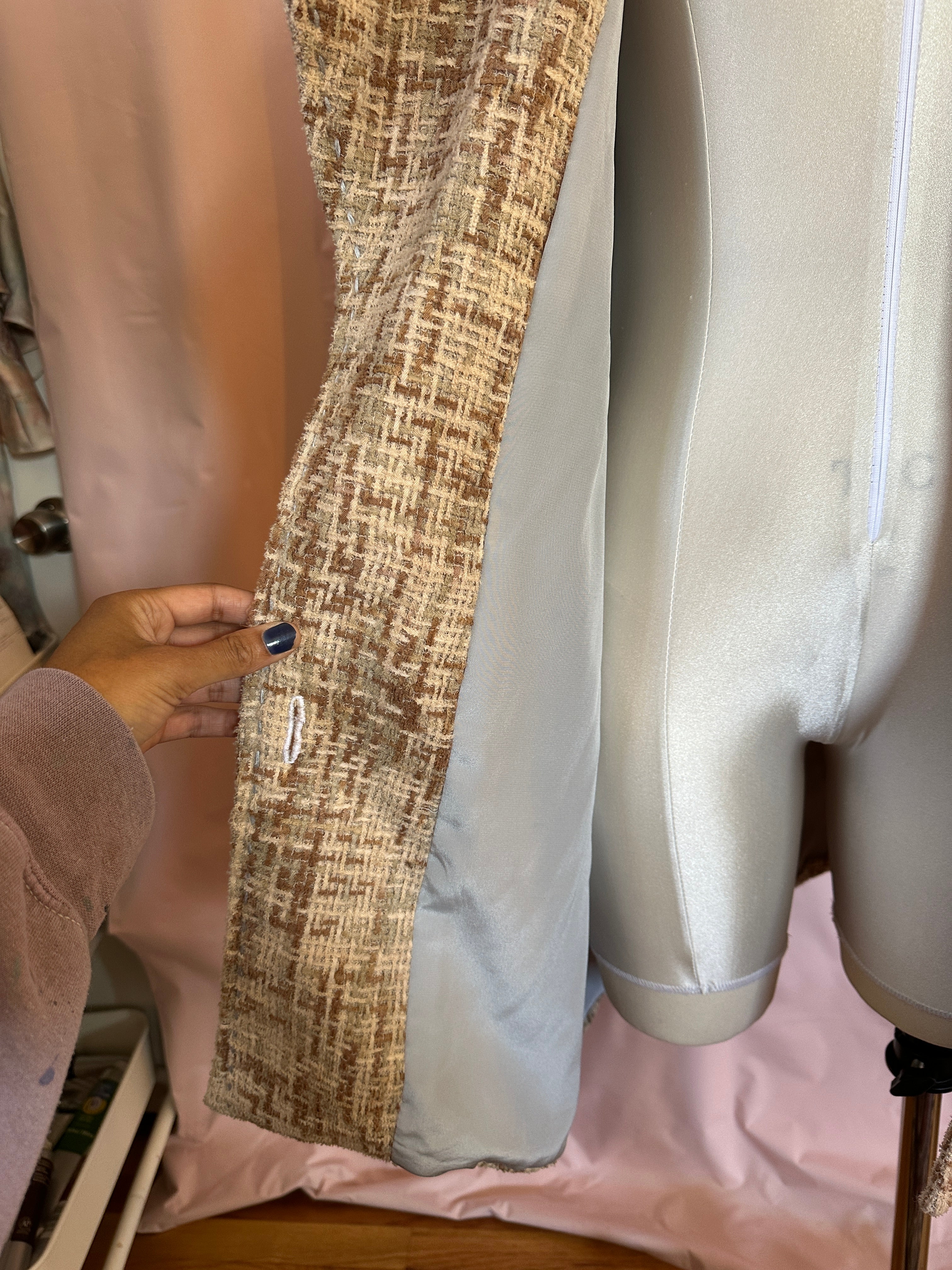 Beige Woven Oversized Coat