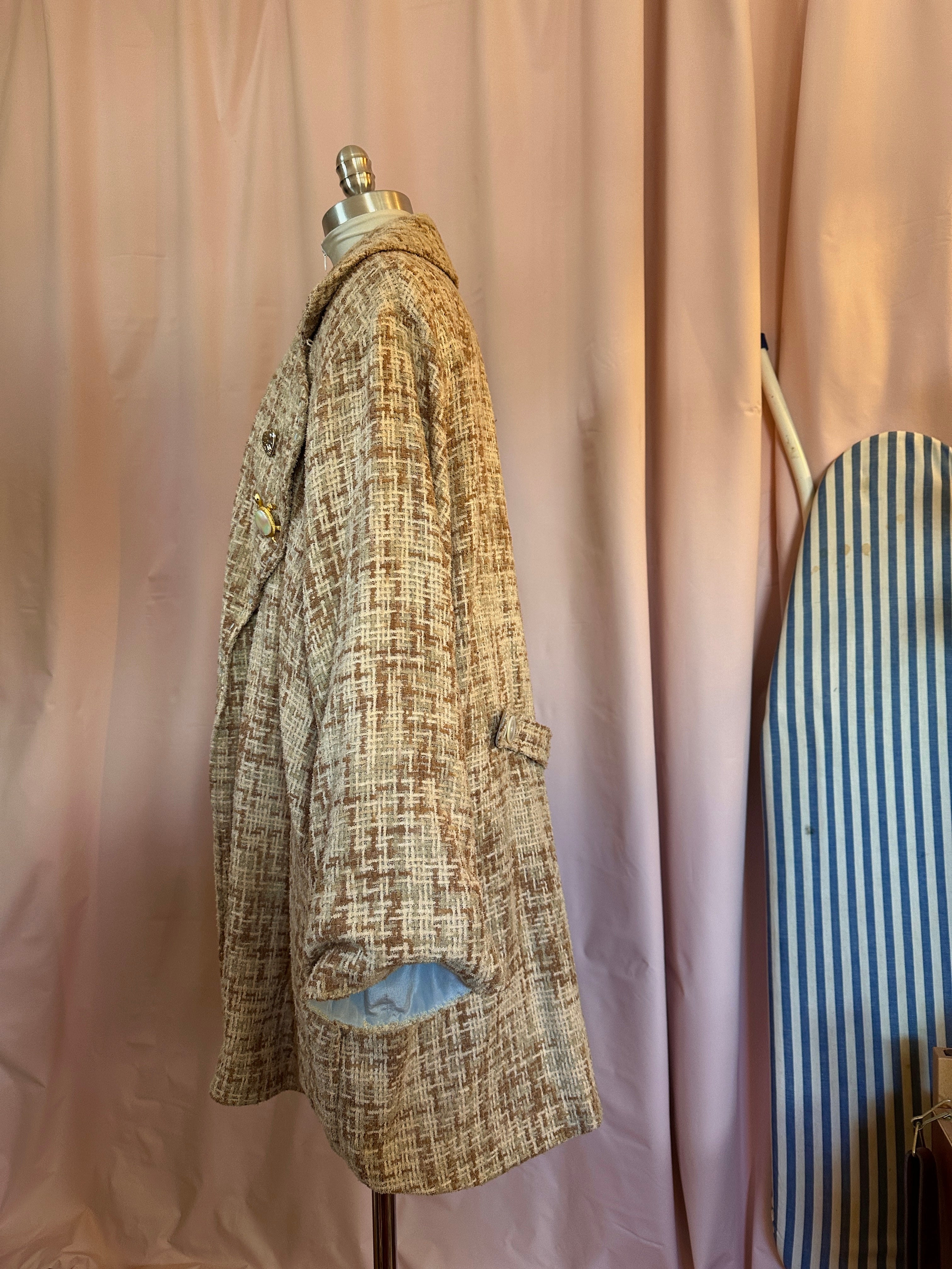 Beige Woven Oversized Coat
