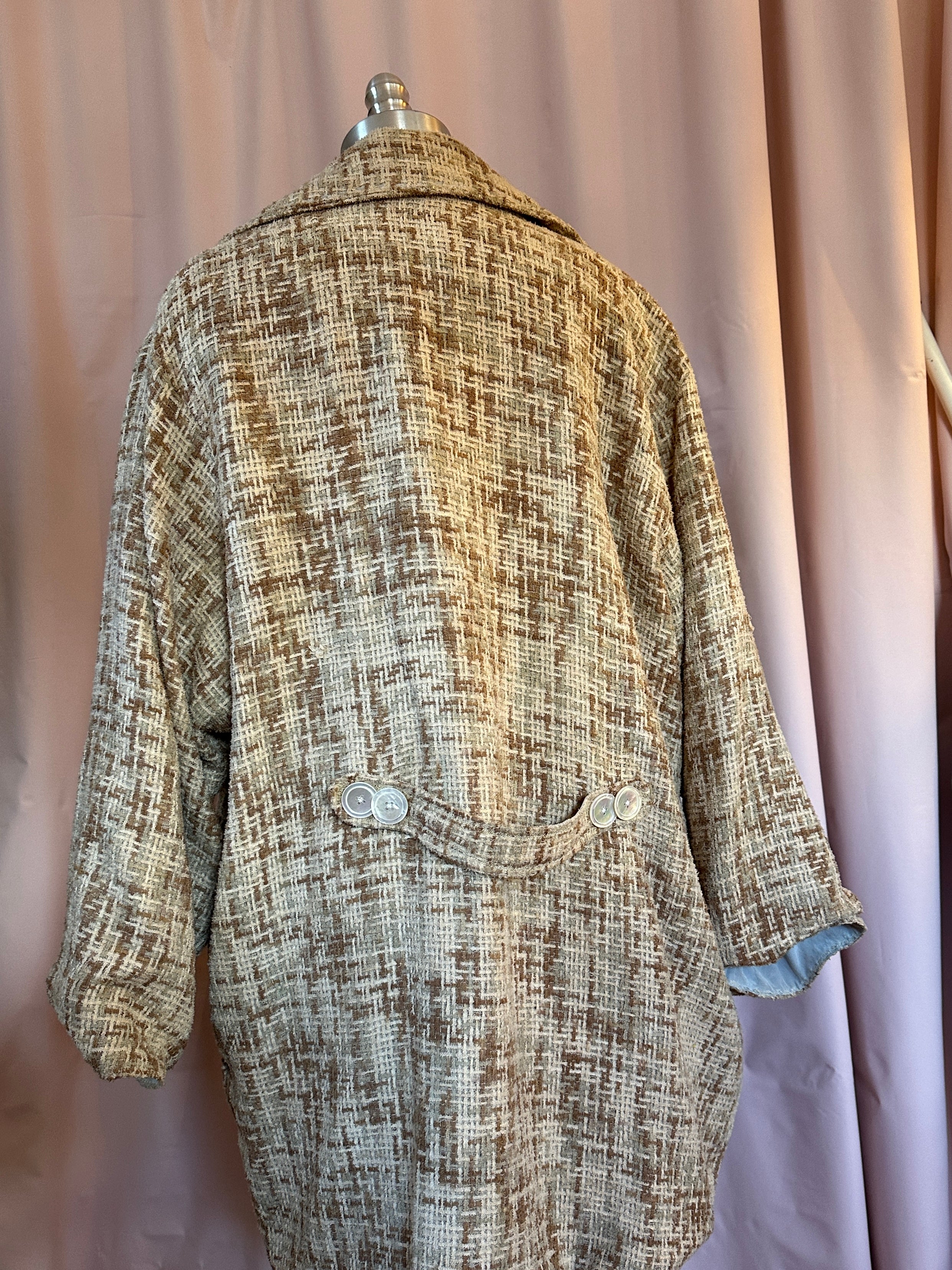 Beige Woven Oversized Coat