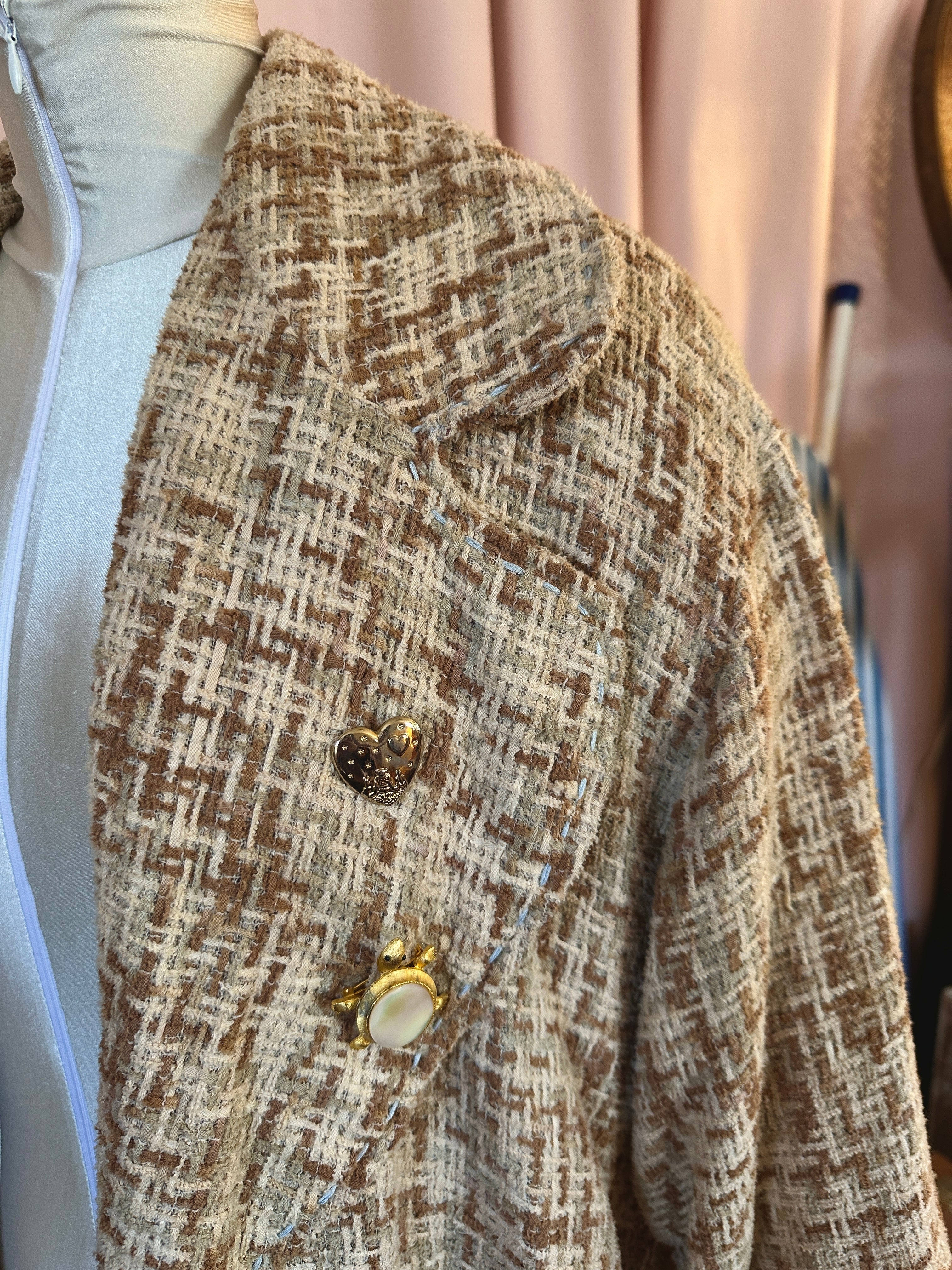 Beige Woven Oversized Coat